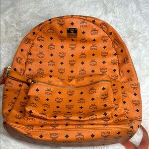 MCM Orange Backpack large great condition
